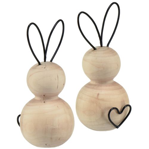 Floristik24 Conejitos de Pascua madera metal negro natural Al. 10,5 cm 6 piezas