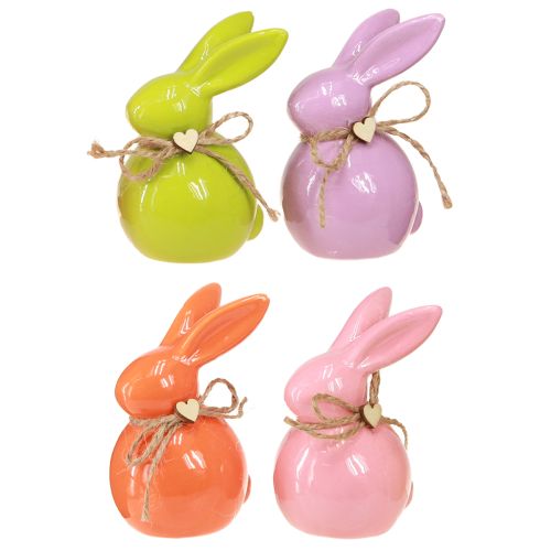 Floristik24 Conejitos de Pascua conejitos decorativos de cerámica coloridos 5,5×6×9,5cm 4 piezas