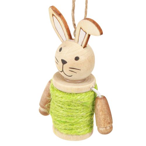 Artículo Conejitos de Pascua para colgar decoración de Pascua madera yute Al. 6,5 cm 9 piezas