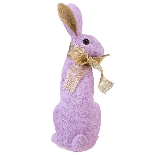 Floristik24 Decoración de conejito de Pascua, figura decorativa sentada de conejo dorado púrpura, H25cm