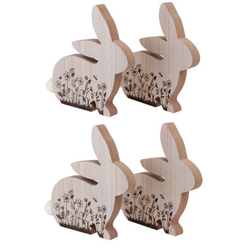 Conejitos de Pascua Conejos de Madera Sentados Marrón Natural 18,5×18cm 4uds