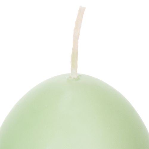 Artículo Velas de Pascua, forma de huevo, verdes, 9 cm, 20 h, 6 piezas