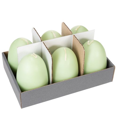 Artículo Velas de Pascua con forma de huevo, verdes, 9 cm, 20 cm de alto, 6 unidades.