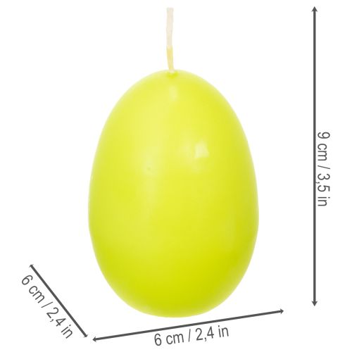 Artículo Velas de Pascua, forma de huevo, velas de Pascua en forma de huevo, verde lima, 9 cm, 20 h, 6 piezas