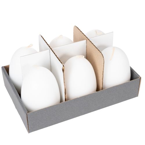 Artículo Velas de Pascua con forma de huevo, velas especiales para Pascua, blancas, 9 cm, 6 unidades
