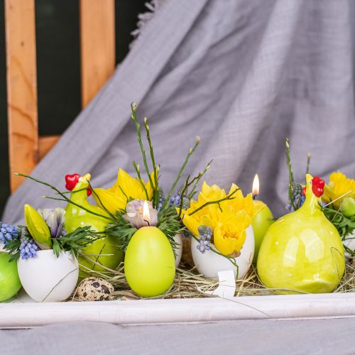 Floristik24 Velas de Pascua forma de huevo, velas de huevo Pascua lima Ø4.5cm H6cm 6pcs