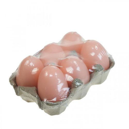 Floristik24 Velas de Pascua forma de huevo, velas de huevo Pascua Melocotón Ø4.5cm H6cm 6pcs