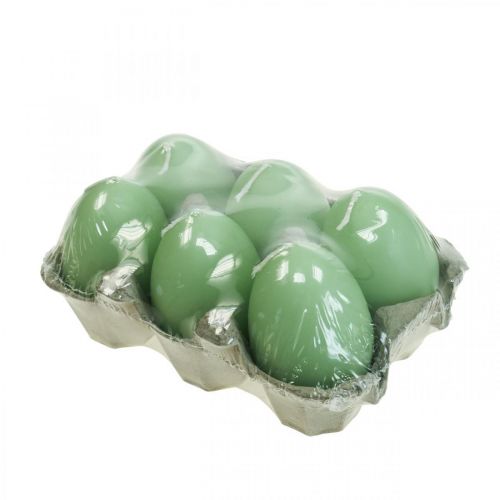 Floristik24 Velas de Pascua forma de huevo, velas de huevo Pascua verde Ø4.5cm H6cm 6pcs