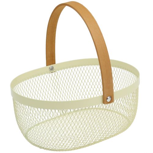 Floristik24 Canasta de Pascua hecha de metal crema 23.5cm x 18cm x 10cm