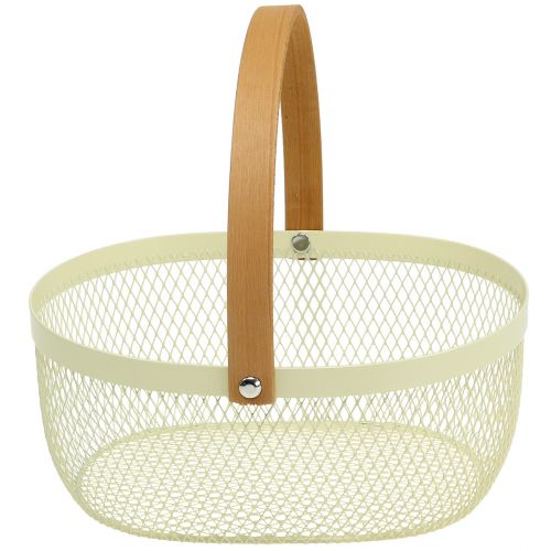 Floristik24 Canasta de Pascua hecha de metal crema 23.5cm x 18cm x 10cm