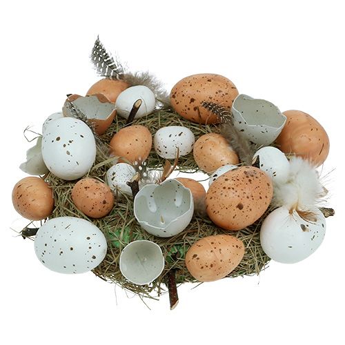 Floristik24 Corona de Pascua con huevos Ø24cm natural, blanco