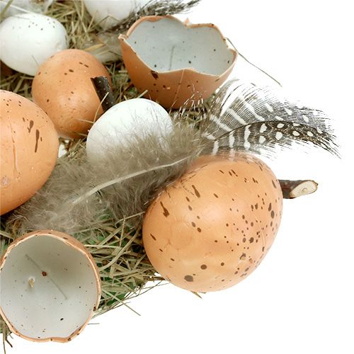Floristik24 Corona de Pascua con huevos Ø24cm natural, blanco