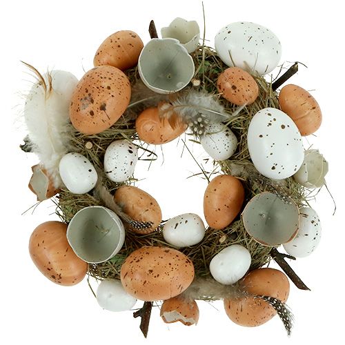 Floristik24 Corona de Pascua con huevos Ø24cm natural, blanco