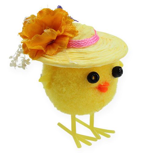 Floristik24 Polluelo de Pascua con sombrero amarillo 6cm 6pcs