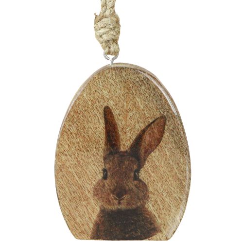 Artículo Conejo de Pascua Huevo en madera para colgar 10,5cm 4uds