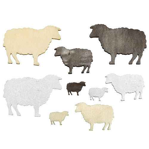 Artículo Decoración para controlar oveja clasificada 2cm - 6cm madera 90pcs
