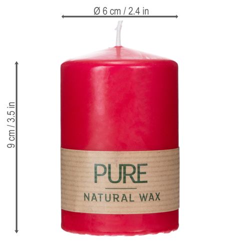 Artículo Vela de pilar PURE, vela de cera natural para un ambiente acogedor en casa, 9cm
