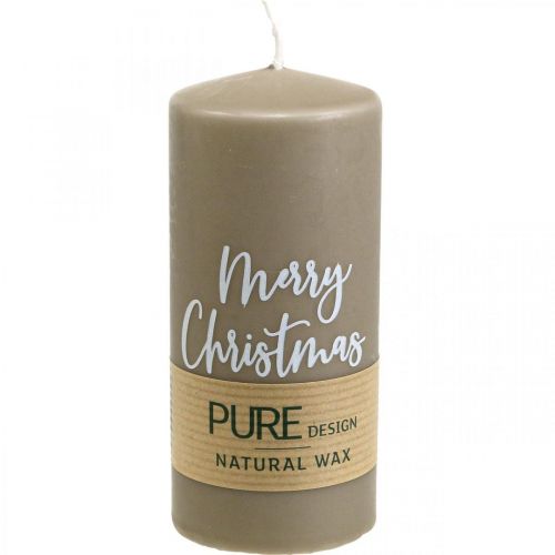 Floristik24 Velas de pilar PURE Merry Christmas 130/60mm marrón cera 4uds