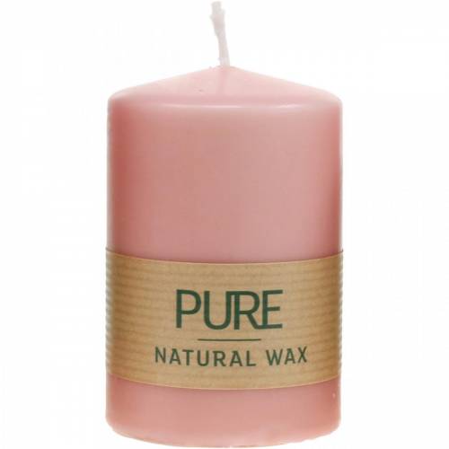 Artículo Vela de pilar PURE 90/60 vela decorativa rosa decoración de velas de cera natural sostenible