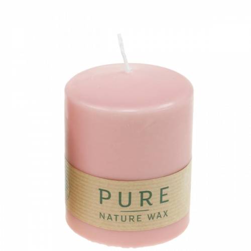 Artículo Vela de pilar PURE 90/70 vela de cera natural rosa decoración de velas sostenible