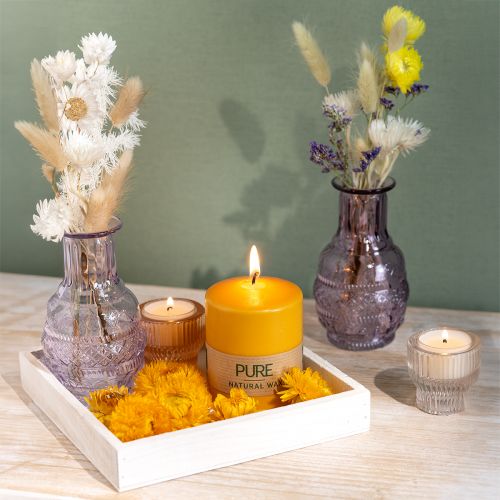 Floristik24 Vela de pilar PURE velas Wenzel miel amarilla 90×70mm