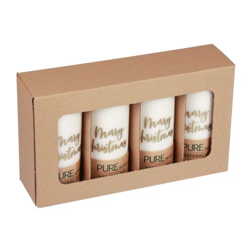 Artículo Velas de pilar Feliz Navidad oro blanco 60×130mm 4ud