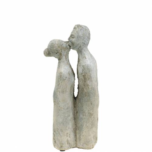 Floristik24 Figura decorativa pareja besándose piedra gris fundido 10 × 8cm H28cm