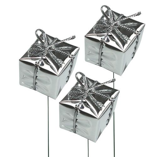 Paquete en alambre plateado 2.5cm 60pcs | Floristik24.es