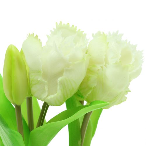Floristik24 Tulipán loro en maceta Blanco Real-Touch 23cm