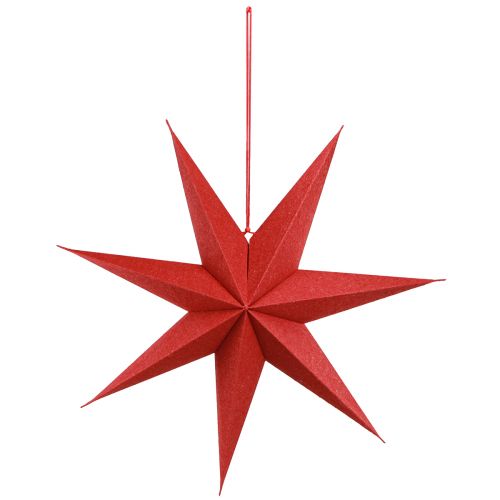 Artículo Lámpara decorativa navideña estrella de papel yute rojo 60x15cm