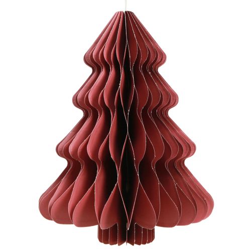 Floristik24 Árbol de Navidad de papel para colgar Burdeos Al.40cm 2uds