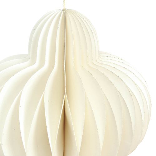 Artículo Adornos navideños de papel adorno blanco plateado H40cm 2 piezas