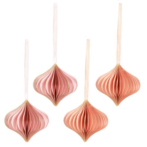 Artículo Adornos navideños de papel cebolla rosa albaricoque Ø8cm 4 piezas