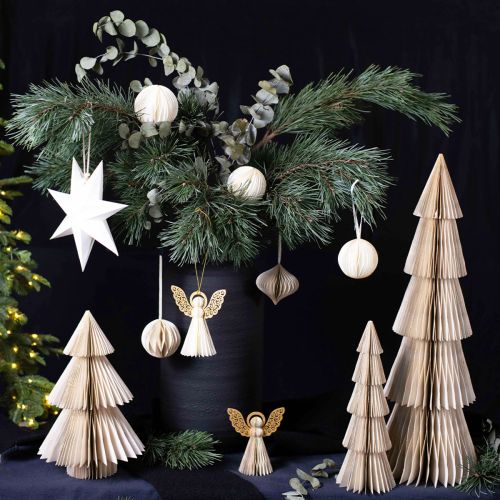 Artículo Papel árbol de Navidad papel árbol de Navidad crema dorado Al.30cm