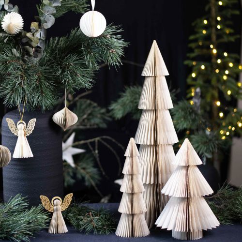 Floristik24 Árbol de Navidad de papel pequeño oro blanco Al. 30 cm