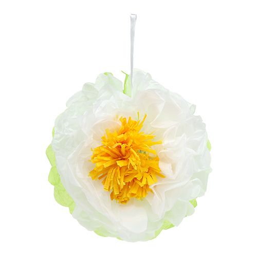 Floristik24 Flor de papel Ø28cm para colgar verde-blanco