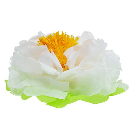 Artículo Flor de papel Ø28cm para colgar verde-blanco