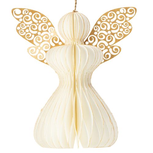 Floristik24 Adornos de ángel de papel para el árbol, colgantes de ángel, blanco y dorado, 12 cm, 4 unidades