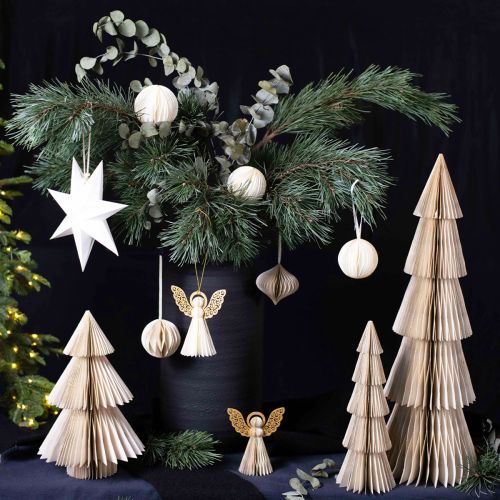 Artículo Ángel de papel Ángel navideño papel decorativo blanco Al. 12 cm 4 piezas
