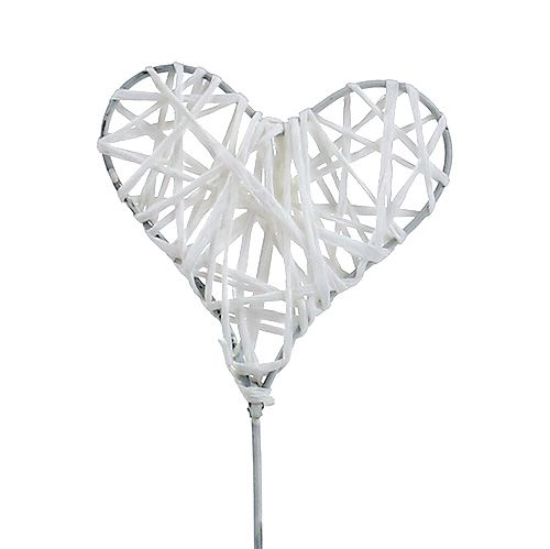 Floristik24 Corazón de papel en el alambre 5cm blanco 36pcs