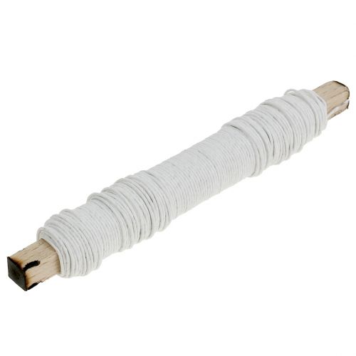 Floristik24 Cable de papel envuelto en alambre Ø0,8mm 22m blanco