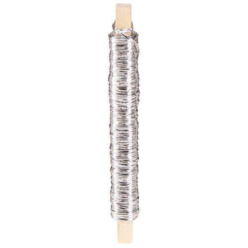 Floristik24 Cordón de papel envuelto en alambre Ø0,8mm 22m plateado