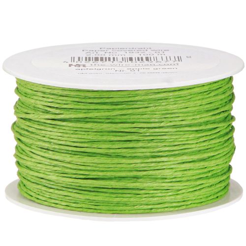 Floristik24 Cordón de papel recubierto de alambre Ø2mm 100m verde manzana