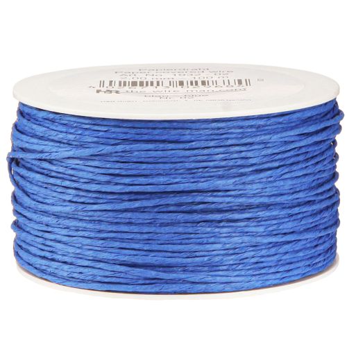 Floristik24 Cordón de papel envuelto en alambre Ø2mm 100m Azul