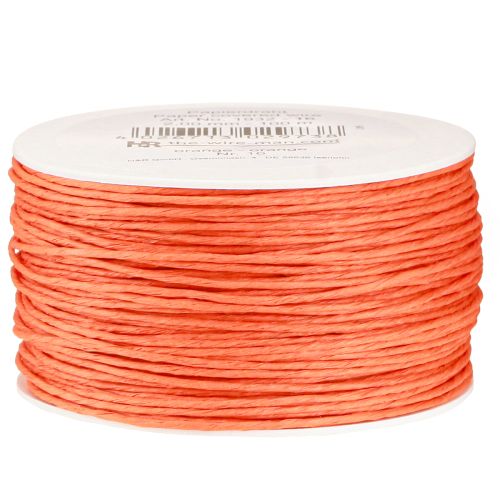 Floristik24 Cordón de papel envuelto en alambre Ø2mm 100m Naranja