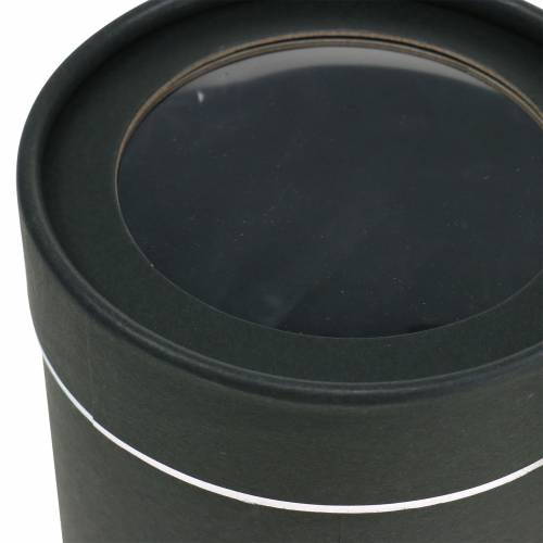 Artículo Jardinera redonda de cartón negro, plateado Ø10/12cm juego de 2