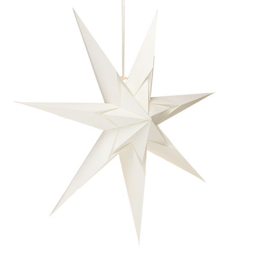 Artículo Estrella de papel, color blanco crema, estrella grande para colgar, 60 cm