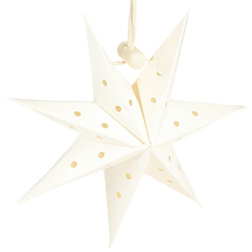 Artículo Colgante navideño decorativo estrella de papel blanco Ø10cm 8 piezas
