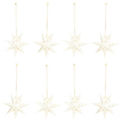 Artículo Colgante navideño decorativo estrella de papel blanco Ø10cm 8 piezas