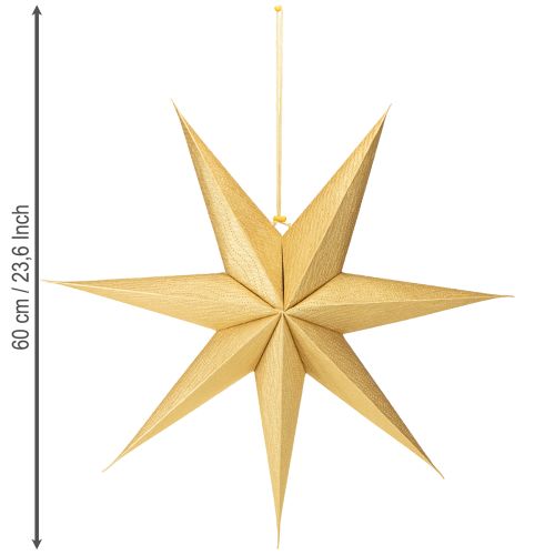Artículo Estrella de papel dorada para iluminar, estrella de Navidad de papel Ø60 cm
